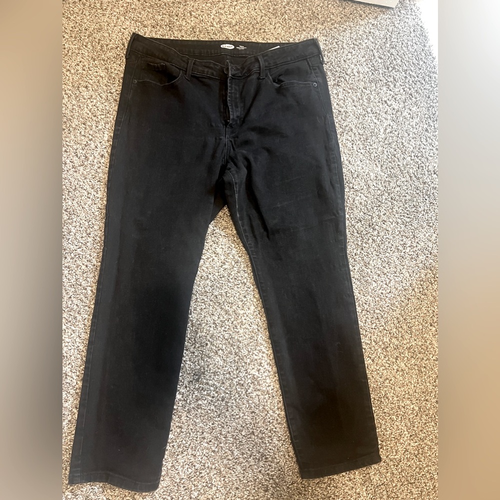 Old Navy Slim -straight mid rise black jean pants size 16.